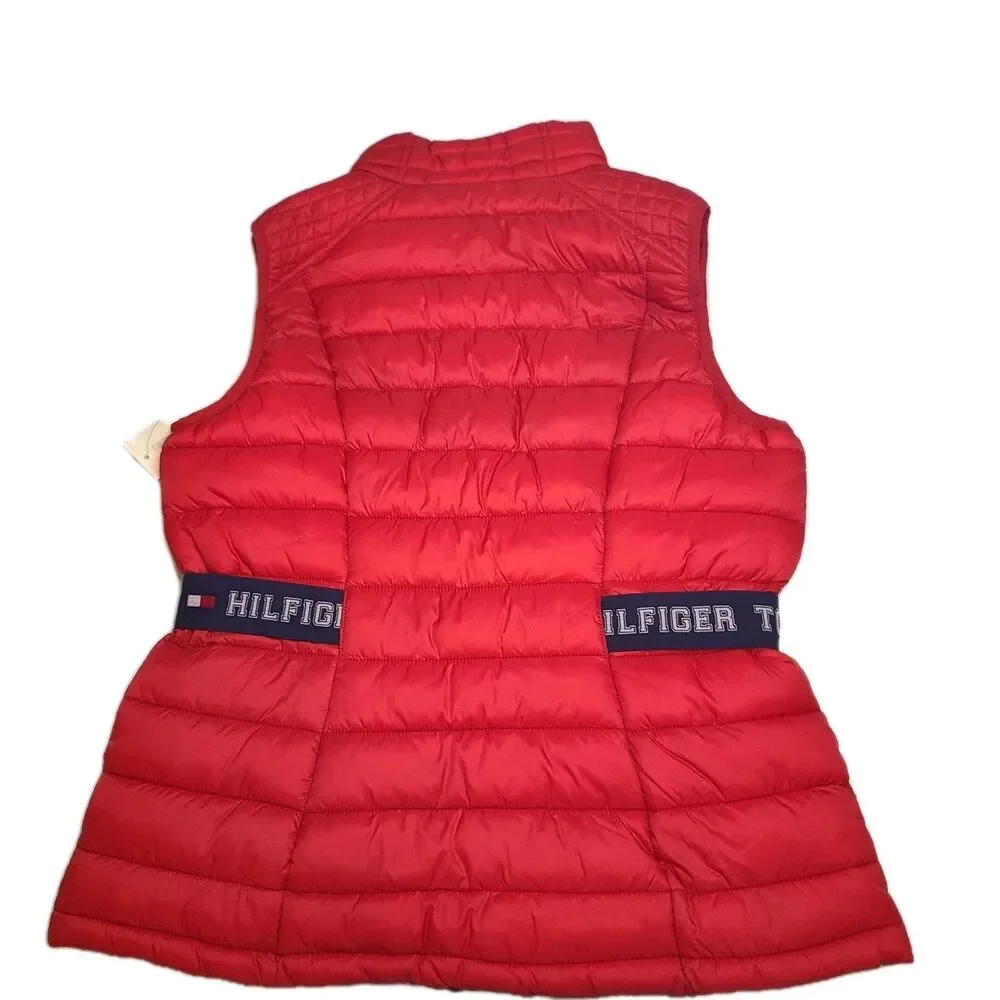 NEW TOMMY HILFIGER SPORT VEST Red Full Zip Front puffer sz L Large NEW